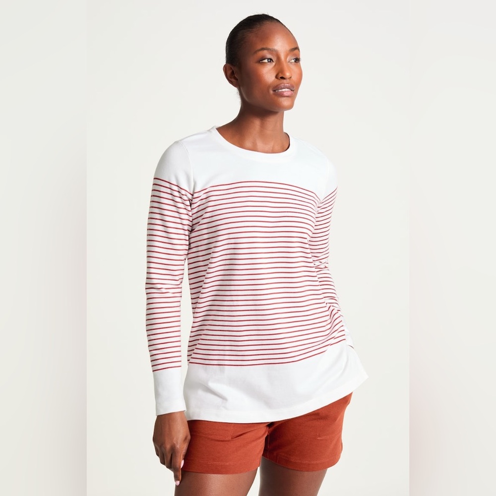 NWT J.Jill Fit French Terry Striped Tunic in White Pottery